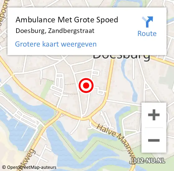 Locatie op kaart van de 112 melding: Ambulance Met Grote Spoed Naar Doesburg, Zandbergstraat op 21 februari 2023 14:39