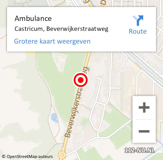 Locatie op kaart van de 112 melding: Ambulance Castricum, Beverwijkerstraatweg op 21 februari 2023 14:50