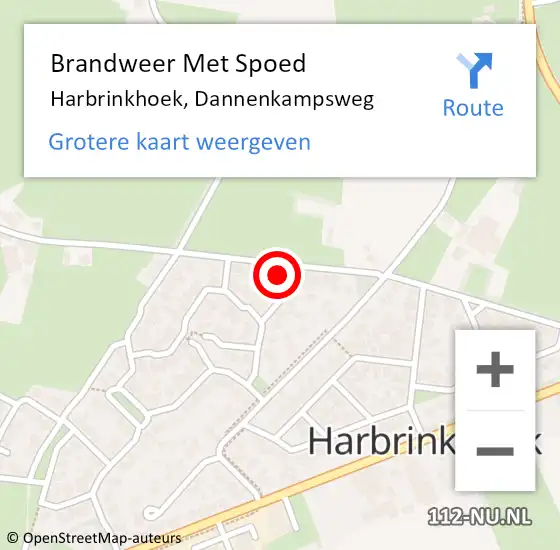 Locatie op kaart van de 112 melding: Brandweer Met Spoed Naar Harbrinkhoek, Dannenkampsweg op 21 februari 2023 14:59