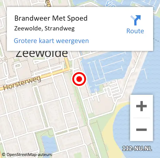 Locatie op kaart van de 112 melding: Brandweer Met Spoed Naar Zeewolde, Strandweg op 21 februari 2023 15:37