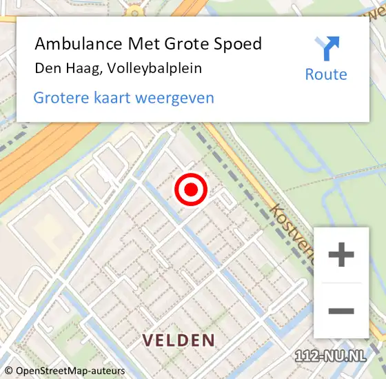 Locatie op kaart van de 112 melding: Ambulance Met Grote Spoed Naar Den Haag, Volleybalplein op 21 februari 2023 16:12