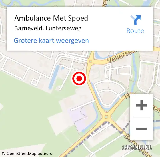 Locatie op kaart van de 112 melding: Ambulance Met Spoed Naar Barneveld, Lunterseweg op 21 februari 2023 16:19