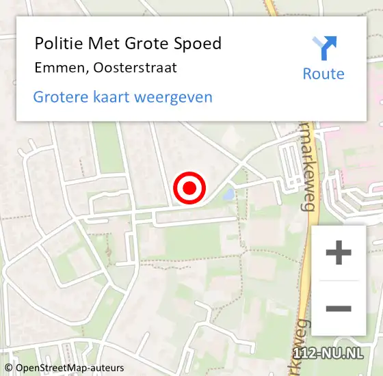 Locatie op kaart van de 112 melding: Politie Met Grote Spoed Naar Emmen, Oosterstraat op 21 februari 2023 16:19