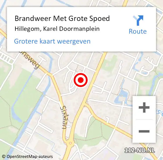 Locatie op kaart van de 112 melding: Brandweer Met Grote Spoed Naar Hillegom, Karel Doormanplein op 16 augustus 2014 13:00