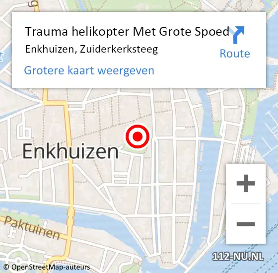 Locatie op kaart van de 112 melding: Trauma helikopter Met Grote Spoed Naar Enkhuizen, Zuiderkerksteeg op 21 februari 2023 16:39