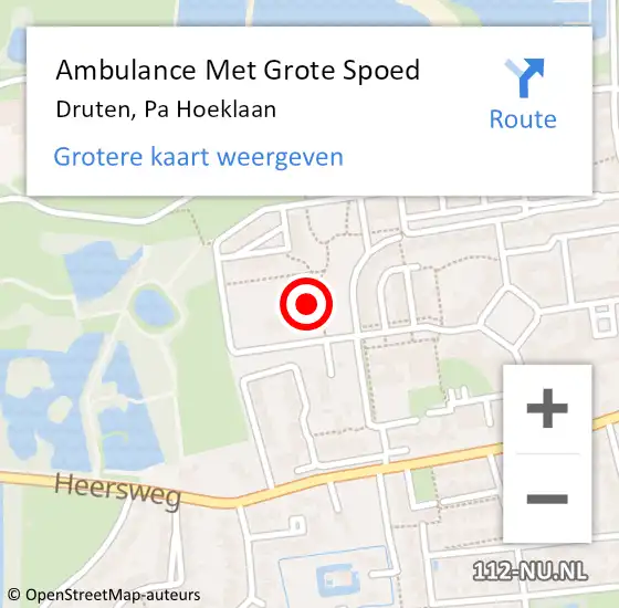 Locatie op kaart van de 112 melding: Ambulance Met Grote Spoed Naar Druten, Pa Hoeklaan op 21 februari 2023 16:40