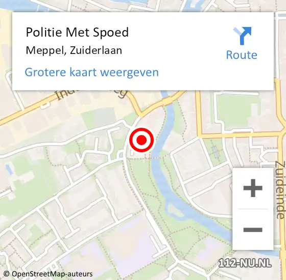 Locatie op kaart van de 112 melding: Politie Met Spoed Naar Meppel, Zuiderlaan op 21 februari 2023 16:51