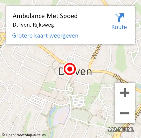 Locatie op kaart van de 112 melding: Ambulance Met Spoed Naar Duiven, Rijksweg op 21 februari 2023 16:57