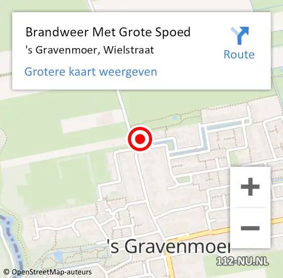 Locatie op kaart van de 112 melding: Brandweer Met Grote Spoed Naar 's Gravenmoer, Wielstraat op 21 februari 2023 17:11