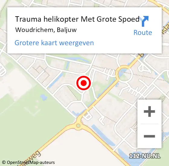 Locatie op kaart van de 112 melding: Trauma helikopter Met Grote Spoed Naar Woudrichem, Baljuw op 21 februari 2023 17:32