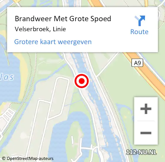 Locatie op kaart van de 112 melding: Brandweer Met Grote Spoed Naar Velserbroek, Linie op 21 februari 2023 17:43