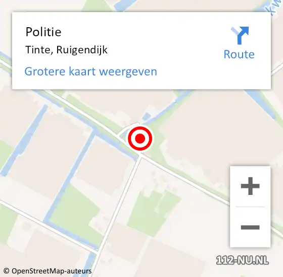 Locatie op kaart van de 112 melding: Politie Tinte, Ruigendijk op 21 februari 2023 17:47