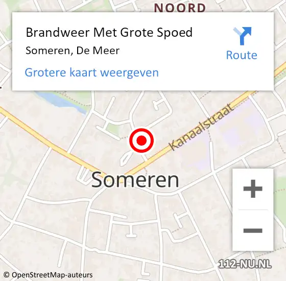 Locatie op kaart van de 112 melding: Brandweer Met Grote Spoed Naar Someren, De Meer op 21 februari 2023 18:16