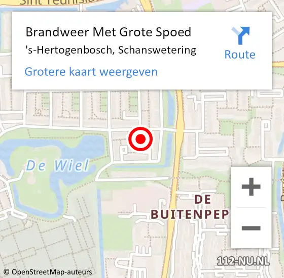 Locatie op kaart van de 112 melding: Brandweer Met Grote Spoed Naar 's-Hertogenbosch, Schanswetering op 21 februari 2023 18:28