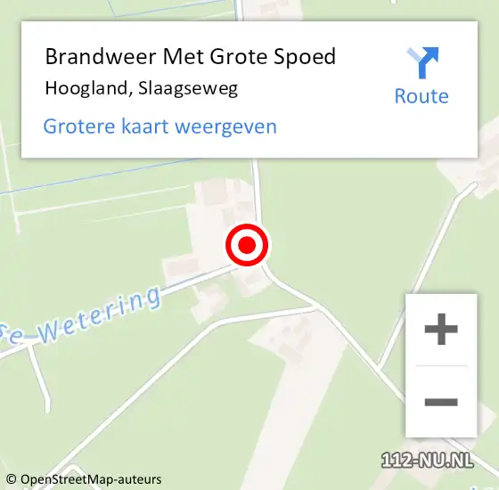 Locatie op kaart van de 112 melding: Brandweer Met Grote Spoed Naar Hoogland, Slaagseweg op 21 februari 2023 18:38