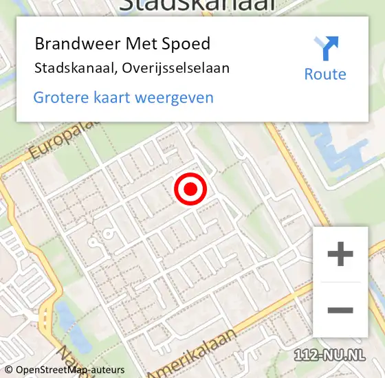 Locatie op kaart van de 112 melding: Brandweer Met Spoed Naar Stadskanaal, Overijsselselaan op 21 februari 2023 18:46