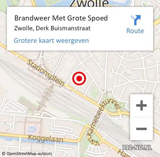 Locatie op kaart van de 112 melding: Brandweer Met Grote Spoed Naar Zwolle, Derk Buismanstraat op 21 februari 2023 18:53