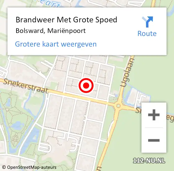 Locatie op kaart van de 112 melding: Brandweer Met Grote Spoed Naar Bolsward, Mariënpoort op 21 februari 2023 18:55