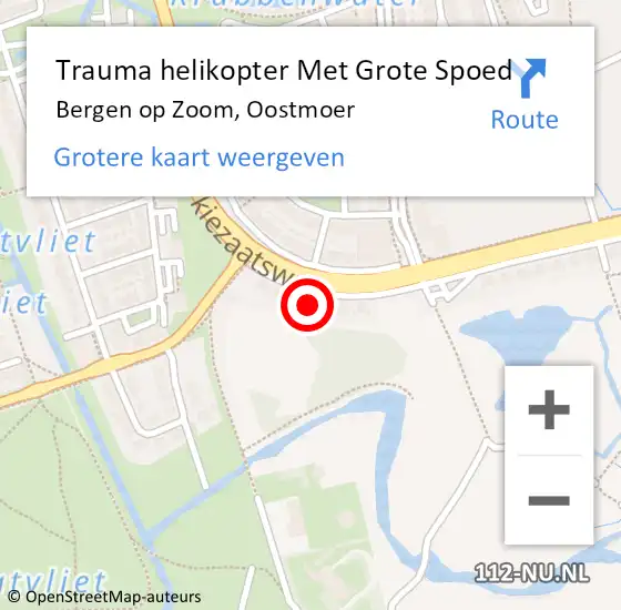 Locatie op kaart van de 112 melding: Trauma helikopter Met Grote Spoed Naar Bergen op Zoom, Oostmoer op 21 februari 2023 19:14