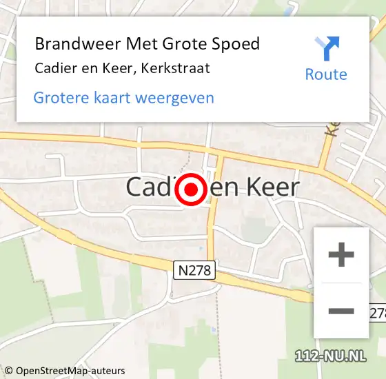 Locatie op kaart van de 112 melding: Brandweer Met Grote Spoed Naar Cadier en Keer, Kerkstraat op 21 februari 2023 19:56