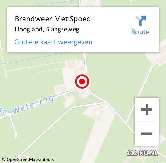 Locatie op kaart van de 112 melding: Brandweer Met Spoed Naar Hoogland, Slaagseweg op 21 februari 2023 20:10