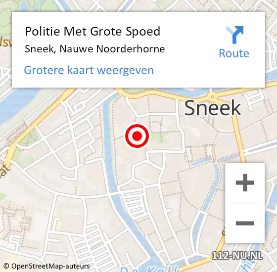 Locatie op kaart van de 112 melding: Politie Met Grote Spoed Naar Sneek, Nauwe Noorderhorne op 21 februari 2023 20:16