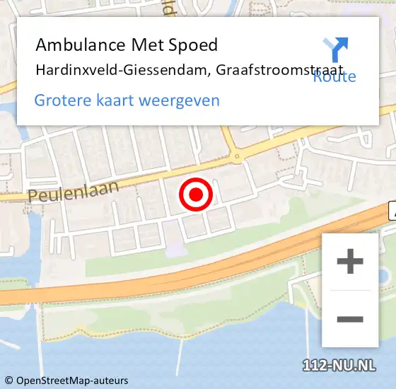 Locatie op kaart van de 112 melding: Ambulance Met Spoed Naar Hardinxveld-Giessendam, Graafstroomstraat op 21 februari 2023 20:29