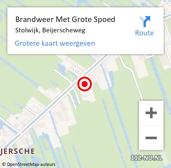 Locatie op kaart van de 112 melding: Brandweer Met Grote Spoed Naar Stolwijk, Beijerscheweg op 21 februari 2023 21:03