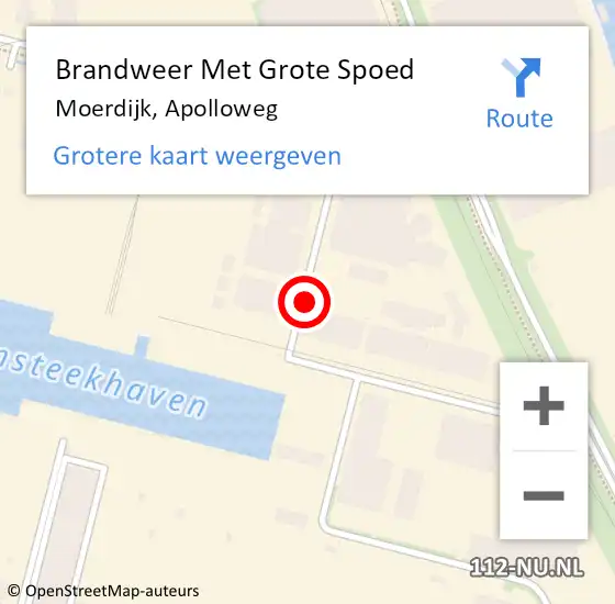 Locatie op kaart van de 112 melding: Brandweer Met Grote Spoed Naar Moerdijk, Apolloweg op 21 februari 2023 21:19