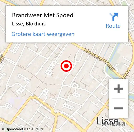 Locatie op kaart van de 112 melding: Brandweer Met Spoed Naar Lisse, Blokhuis op 21 februari 2023 21:50