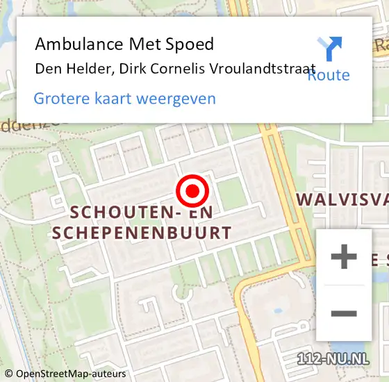 Locatie op kaart van de 112 melding: Ambulance Met Spoed Naar Den Helder, Dirk Cornelis Vroulandtstraat op 21 februari 2023 22:26