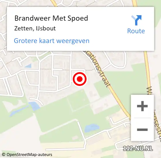 Locatie op kaart van de 112 melding: Brandweer Met Spoed Naar Zetten, IJsbout op 21 februari 2023 22:36