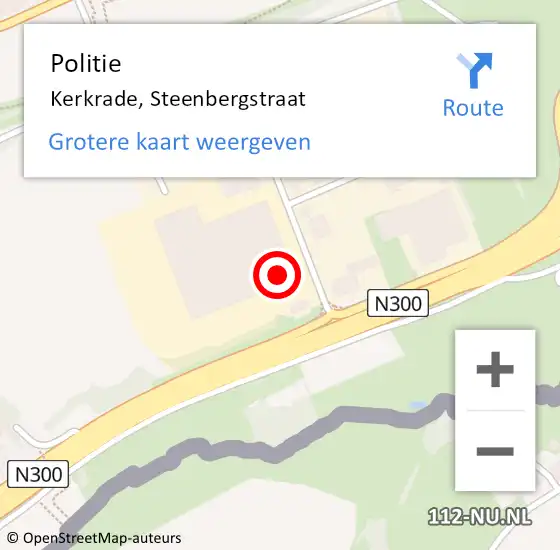 Locatie op kaart van de 112 melding: Politie Kerkrade, Steenbergstraat op 21 februari 2023 22:39