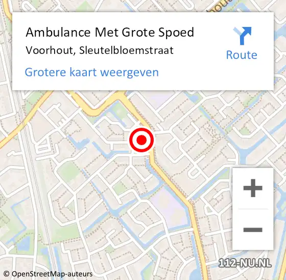 Locatie op kaart van de 112 melding: Ambulance Met Grote Spoed Naar Voorhout, Sleutelbloemstraat op 21 februari 2023 22:44