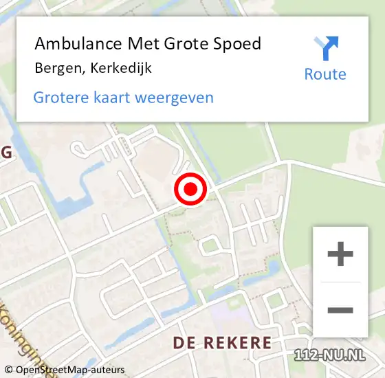 Locatie op kaart van de 112 melding: Ambulance Met Grote Spoed Naar Bergen, Kerkedijk op 21 februari 2023 23:21