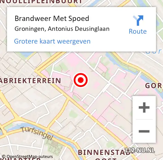 Locatie op kaart van de 112 melding: Brandweer Met Spoed Naar Groningen, Antonius Deusinglaan op 21 februari 2023 23:28