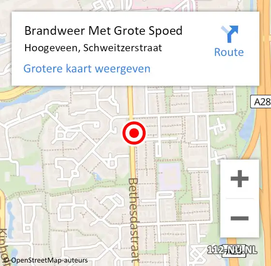 Locatie op kaart van de 112 melding: Brandweer Met Grote Spoed Naar Hoogeveen, Schweitzerstraat op 21 februari 2023 23:34