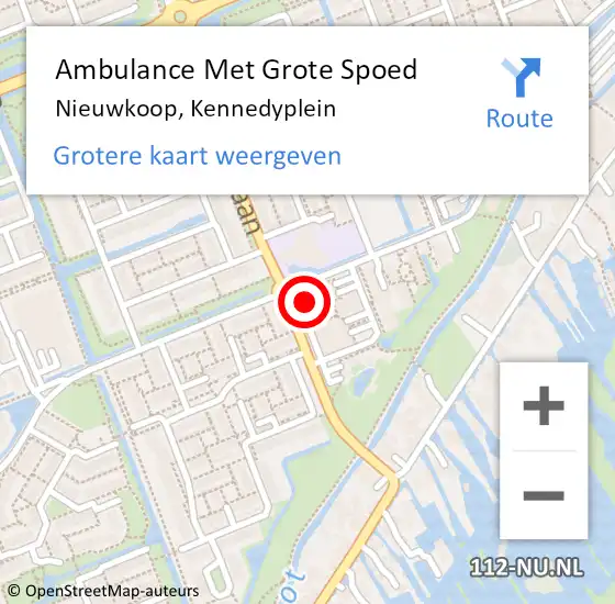 Locatie op kaart van de 112 melding: Ambulance Met Grote Spoed Naar Nieuwkoop, Kennedyplein op 21 februari 2023 23:44