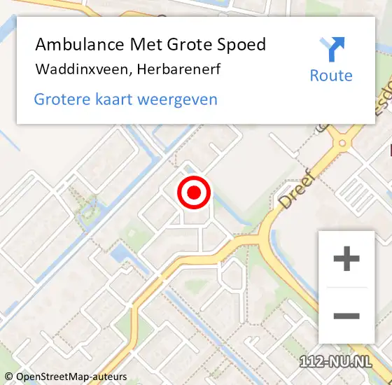 Locatie op kaart van de 112 melding: Ambulance Met Grote Spoed Naar Waddinxveen, Herbarenerf op 21 februari 2023 23:45