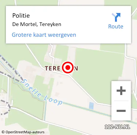 Locatie op kaart van de 112 melding: Politie De Mortel, Tereyken op 22 februari 2023 00:10