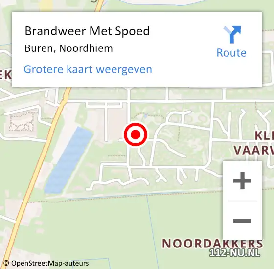 Locatie op kaart van de 112 melding: Brandweer Met Spoed Naar Buren, Noordhiem op 22 februari 2023 00:50