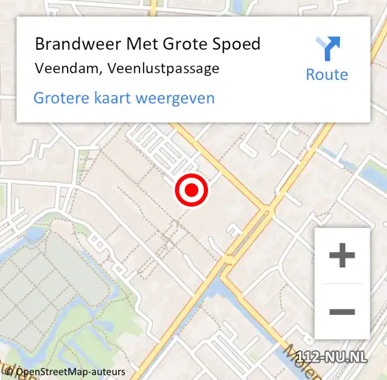 Locatie op kaart van de 112 melding: Brandweer Met Grote Spoed Naar Veendam, Veenlustpassage op 22 februari 2023 01:14