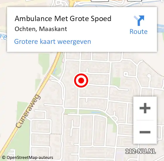 Locatie op kaart van de 112 melding: Ambulance Met Grote Spoed Naar Ochten, Maaskant op 22 februari 2023 02:33