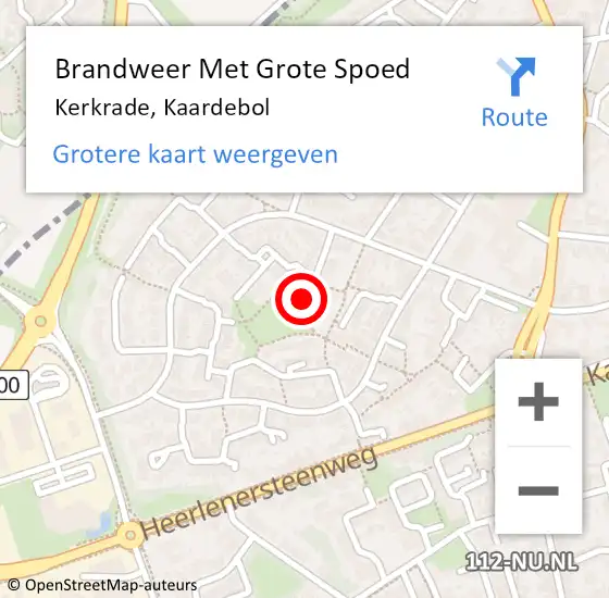 Locatie op kaart van de 112 melding: Brandweer Met Grote Spoed Naar Kerkrade, Kaardebol op 22 februari 2023 03:05