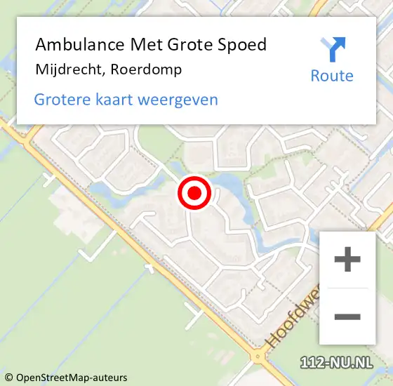 Locatie op kaart van de 112 melding: Ambulance Met Grote Spoed Naar Mijdrecht, Roerdomp op 22 februari 2023 03:15