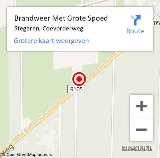 Locatie op kaart van de 112 melding: Brandweer Met Grote Spoed Naar Stegeren, Coevorderweg op 16 augustus 2014 13:54