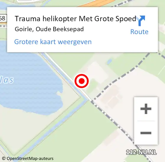 Locatie op kaart van de 112 melding: Trauma helikopter Met Grote Spoed Naar Goirle, Oude Beeksepad op 22 februari 2023 03:48