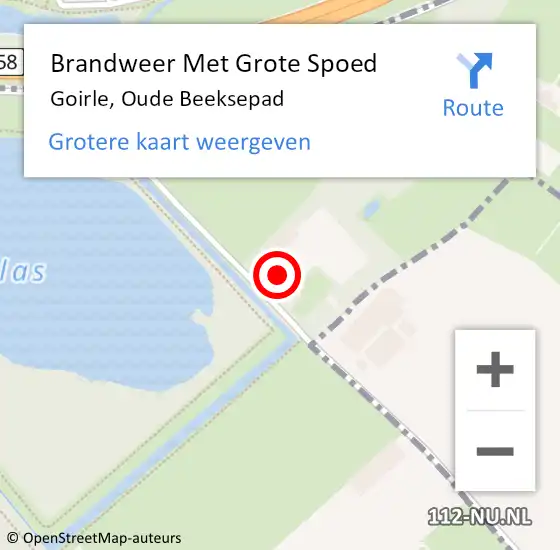 Locatie op kaart van de 112 melding: Brandweer Met Grote Spoed Naar Goirle, Oude Beeksepad op 22 februari 2023 03:49