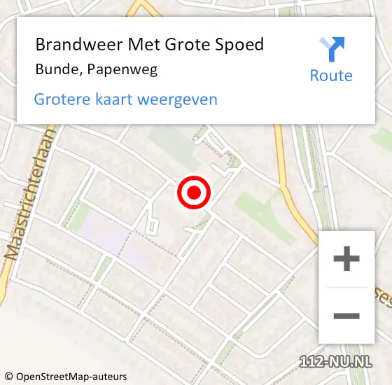 Locatie op kaart van de 112 melding: Brandweer Met Grote Spoed Naar Bunde, Papenweg op 22 februari 2023 05:01