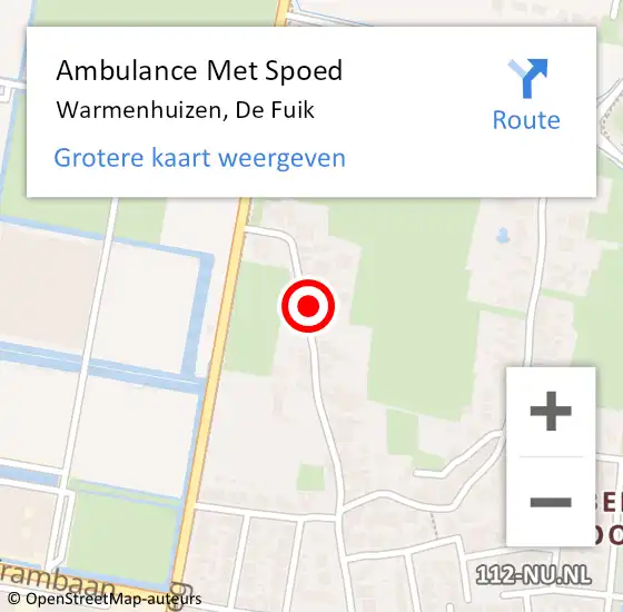 Locatie op kaart van de 112 melding: Ambulance Met Spoed Naar Warmenhuizen, De Fuik op 22 februari 2023 05:21